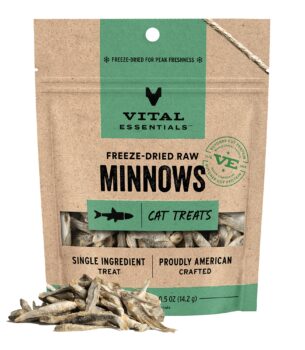 Vital Essentials Minnows Cat Treats, 0.5 oz | Freeze-Dried Raw | Single Ingredient | Grain Free, Gluten Free, Filler Free