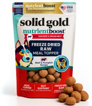 Solid Gold Freeze Dried Dog Food - W/Real Beef, Pumpkin & Superfoods - Freeze Dried Raw Dog Food Toppers for Picky Eaters to Serve as a Nutrient-Dense Meal Topper or High Protein Treats - 1.5oz