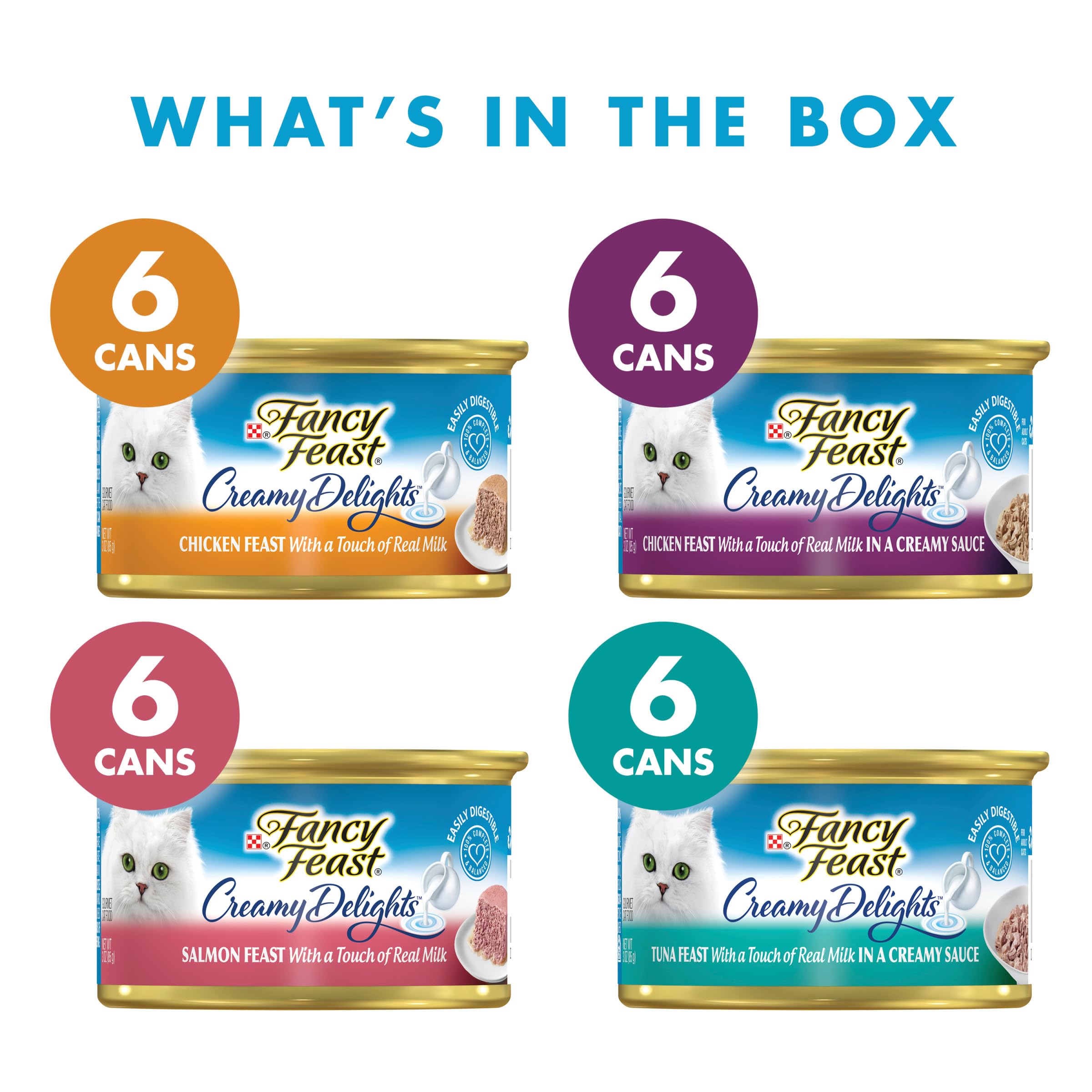Purina Fancy Feast Wet Cat Food Variety Pack, Creamy Delights Poultry & Seafood Collection - (Pack of 24) 3 oz. Cans - Image 2