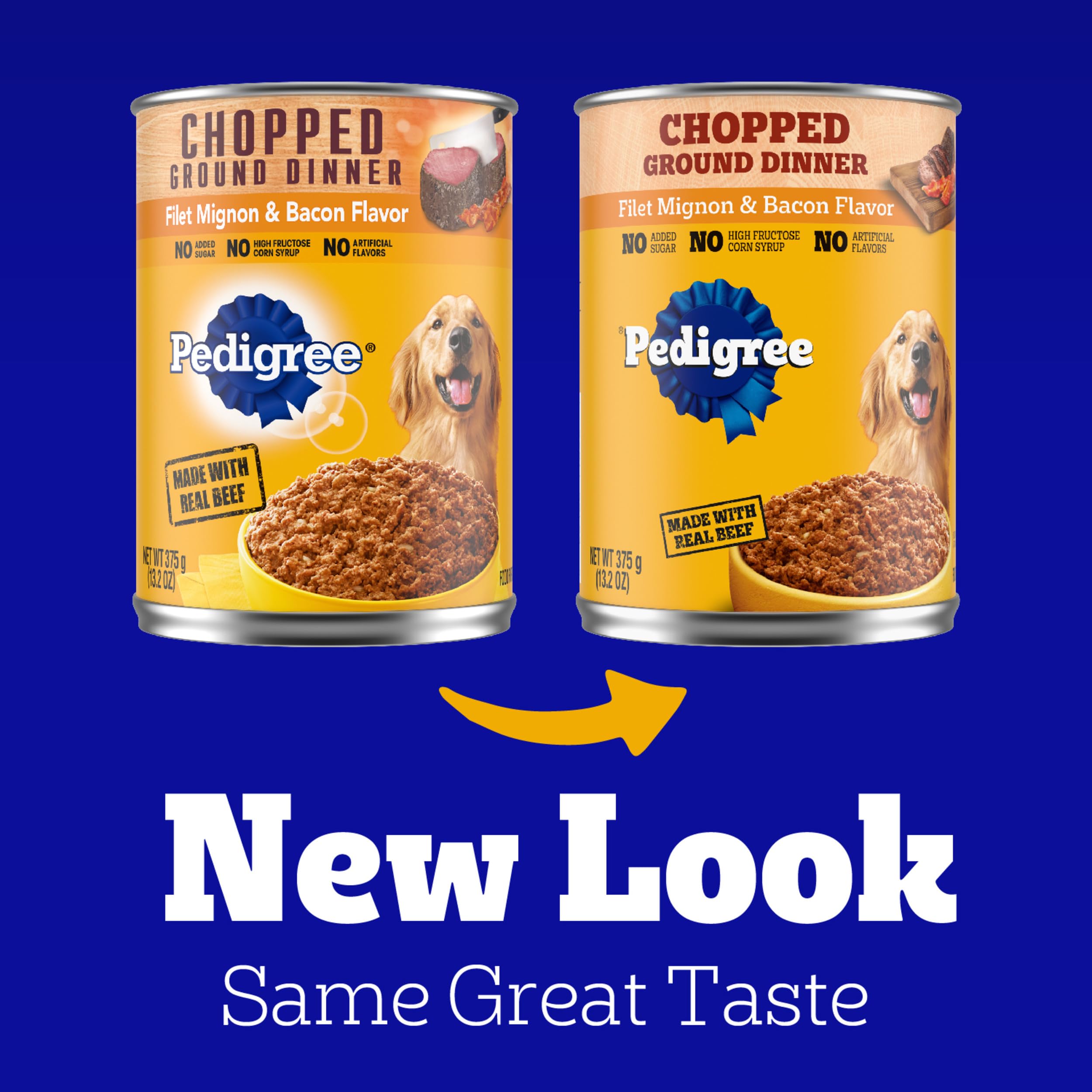 Pedigree Chopped Ground Dinner Adult Canned Soft Wet Dog Food, Filet Mignon & Bacon Flavor, 13.2 oz. Cans (12 Count, Pack of 1) - Image 3