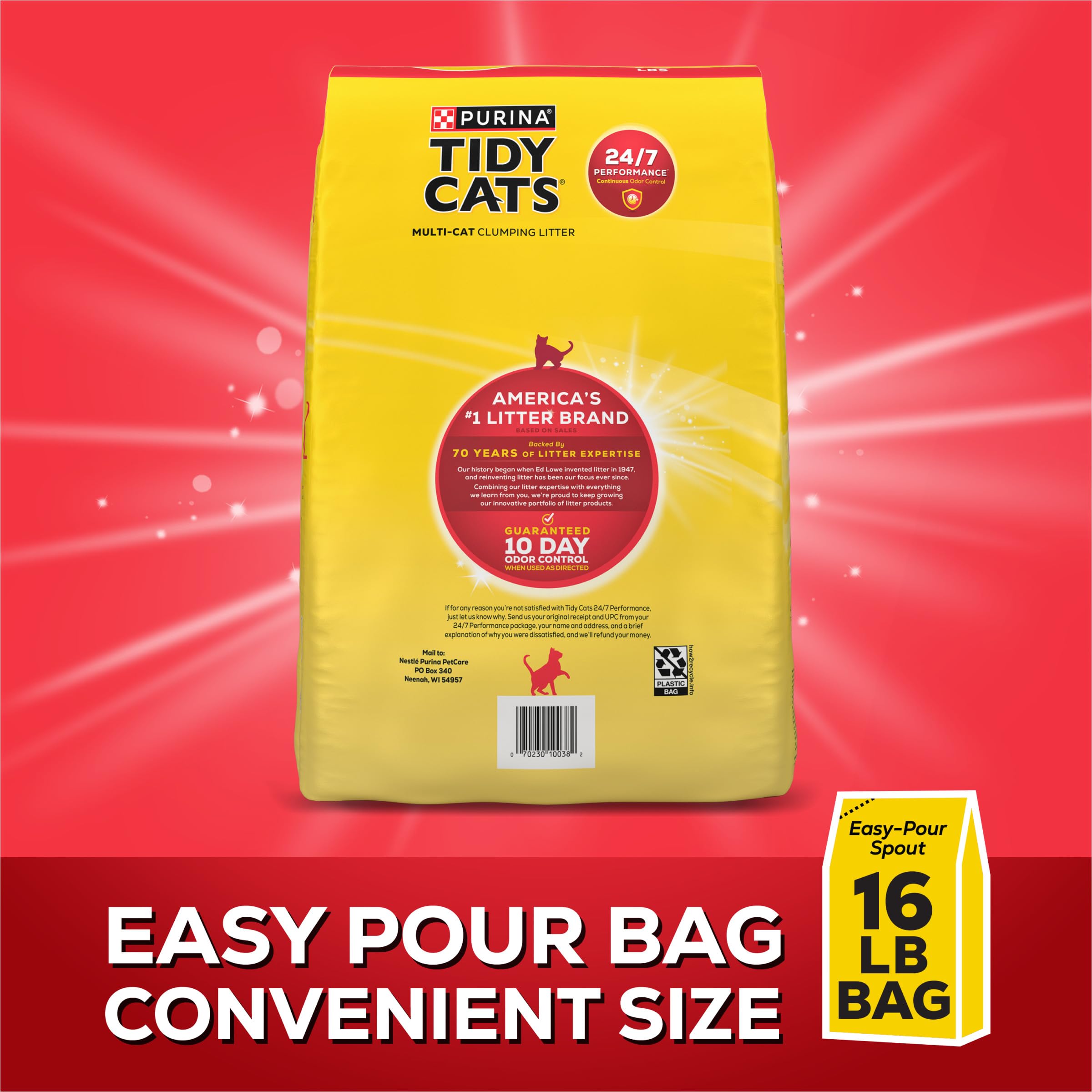 Purina Tidy Cats Clumping Cat Litter Odor Control, 24/7 Performance Multi Cat Litter - 16 lb. Bag - Image 5