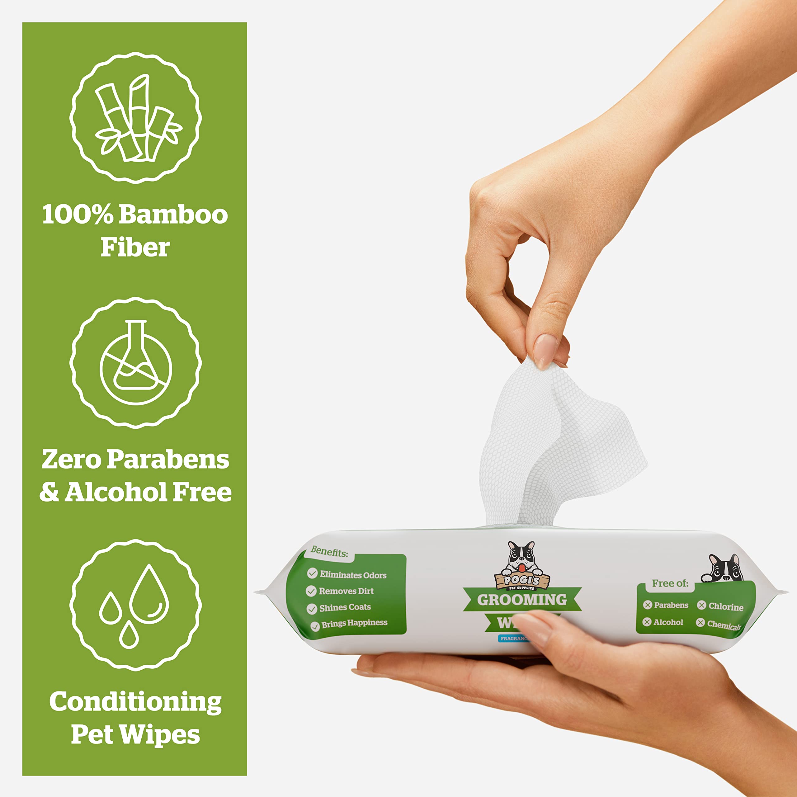 Pogi?s Dog Grooming Wipes ? Hypoallergenic Pet Wipes for Paws, Body & Butt ? Cleaning & Hydrating, Fragrance Free, 100-Count - Image 4