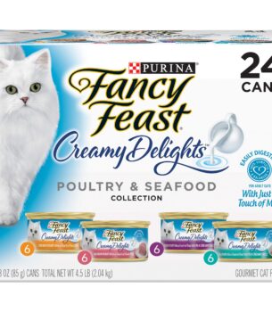 Purina Fancy Feast Wet Cat Food Variety Pack, Creamy Delights Poultry & Seafood Collection - (Pack of 24) 3 oz. Cans