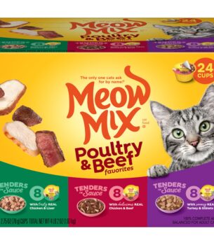 Meow Mix Tenders in Sauce Wet Cat Food, Poultry & Beef Variety Pack, 2.75 Ounce Cup (Pack of 24)