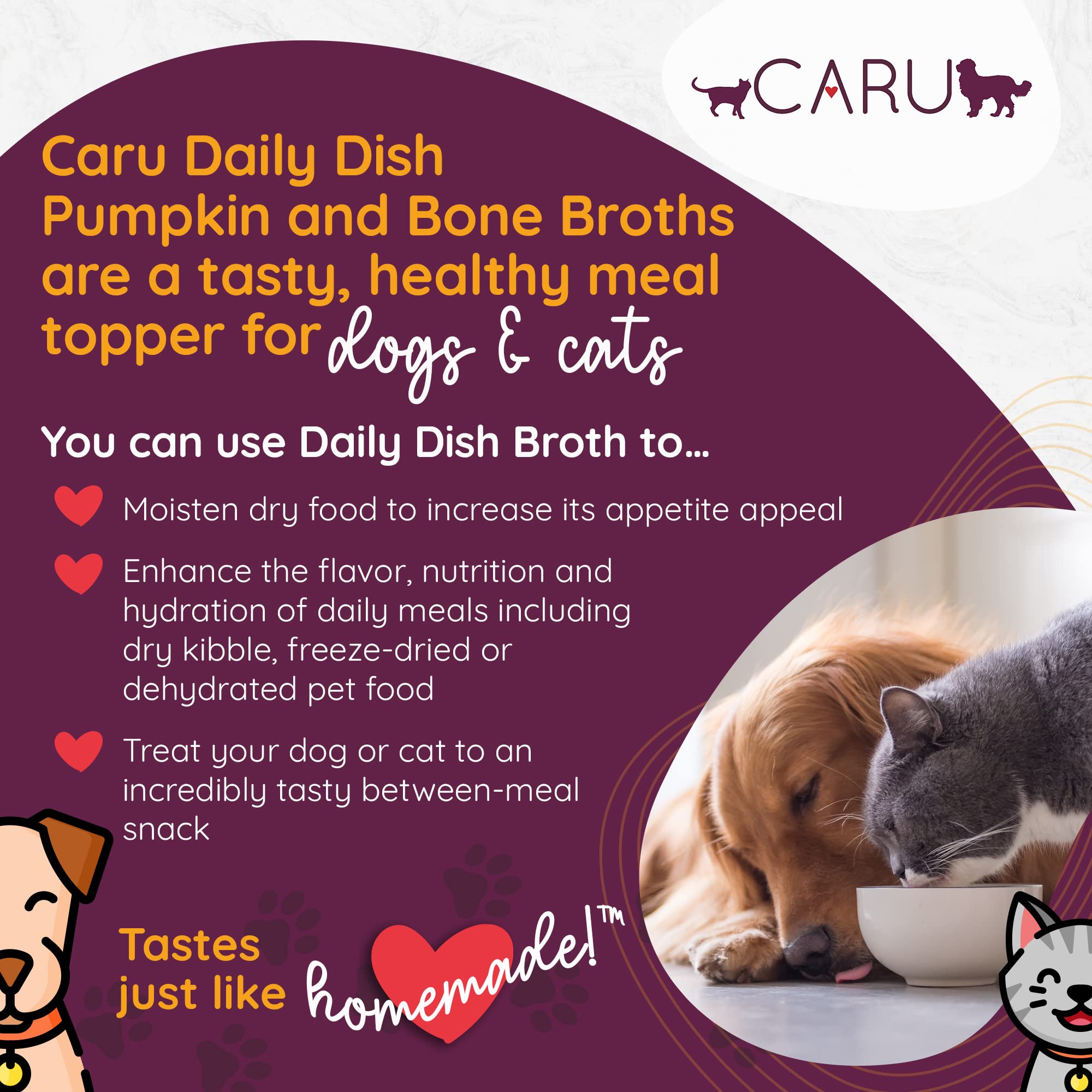 Caru - Daily Dish Pumpkin Broth Meal Topper for Dogs & Cats - Savory Pour-Over Broth - Pack of 3 - Image 2