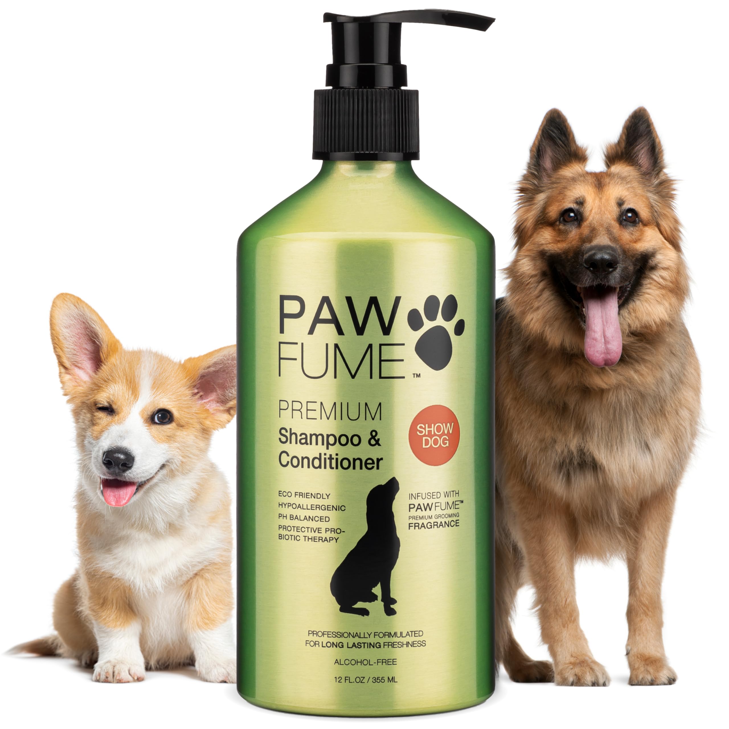 PAWFUME Deshedding Dog Shampoo and Conditioner, Show Dog, 1-Pack ? Nourish & Detangle for Silky Soft Coat ? Probiotic, Deep-Cleaning, pH-Balanced Formula ? Salon-Quality Shampoo for Dogs