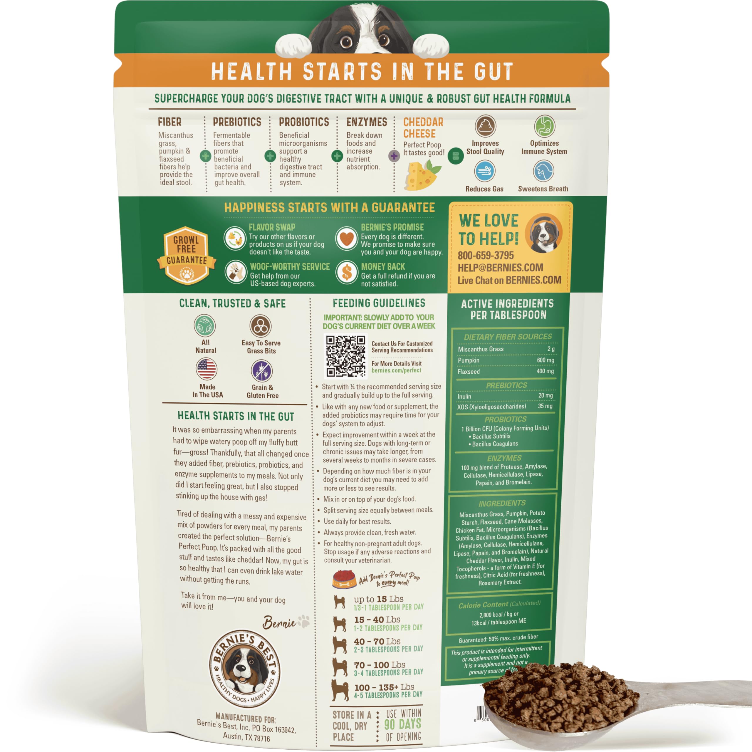 Perfect Poop Digestion & General Health Supplement for Dogs: Fiber, Prebiotics, Probiotics & Enzymes Relieve Digestive Conditions, Optimize Stool, and Improve Health (Cheddar Cheese, 12.8 oz) - Image 3
