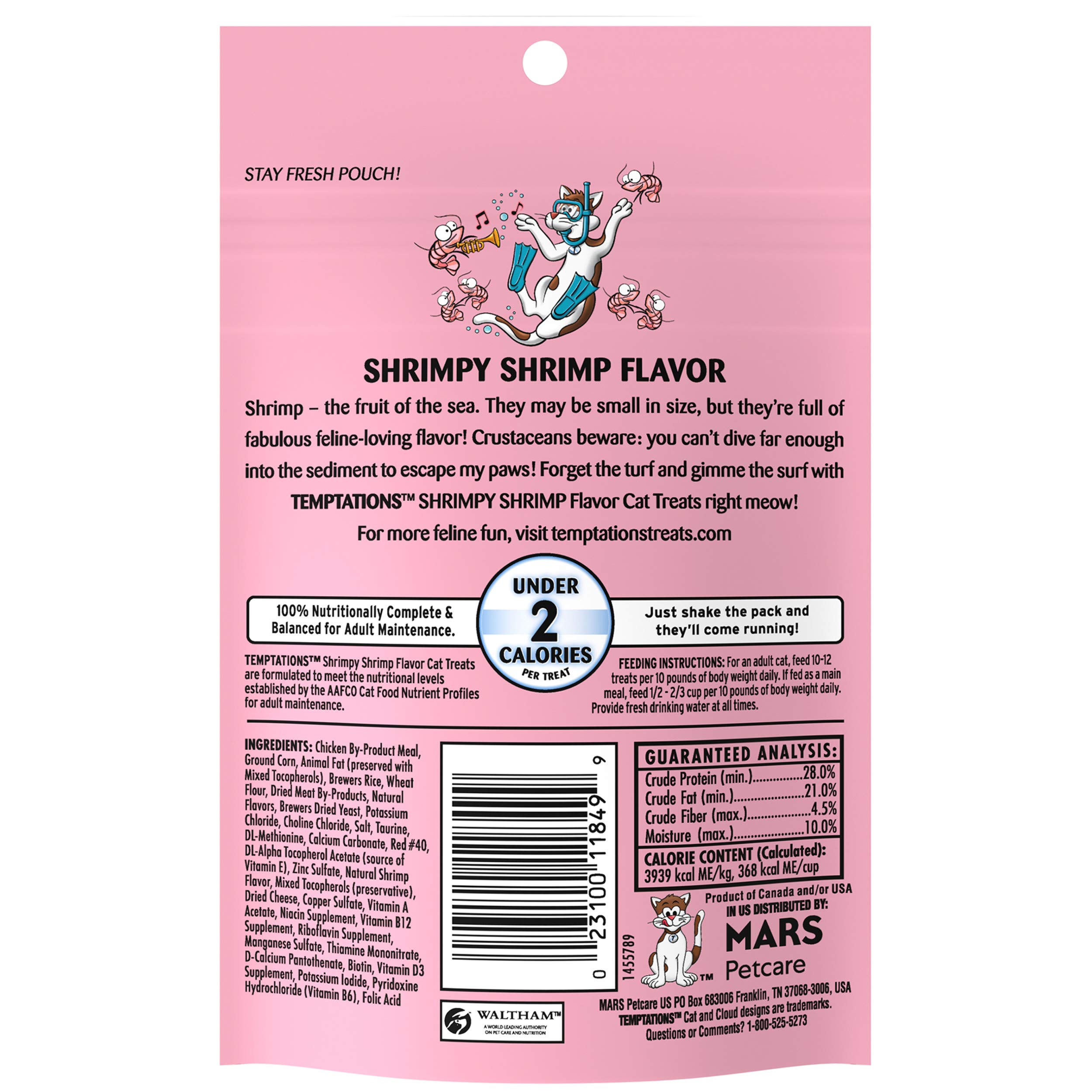Temptations Classic Crunchy and Soft Cat Treats, Shrimpy Shrimp Flavor, 3 oz. Pouch (Pack of 12) - Image 3