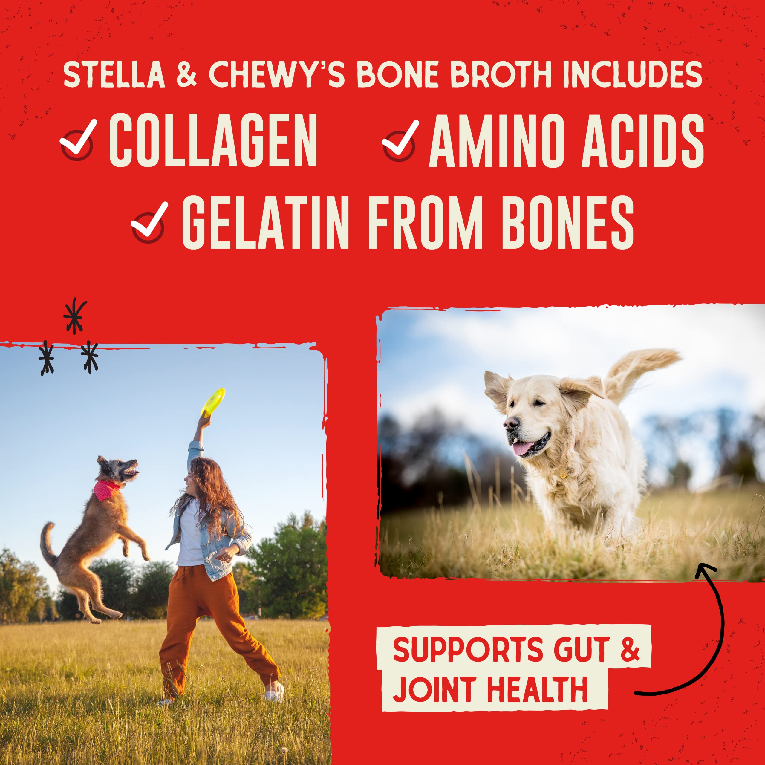 Stella & Chewy's Human-Grade Grass-Fed Beef Bone Broth for Dogs - Joint & Gut Health Liquid Food Topper with Collagen & Turmeric, 16 Fl Oz Resealable Pouch - Image 7