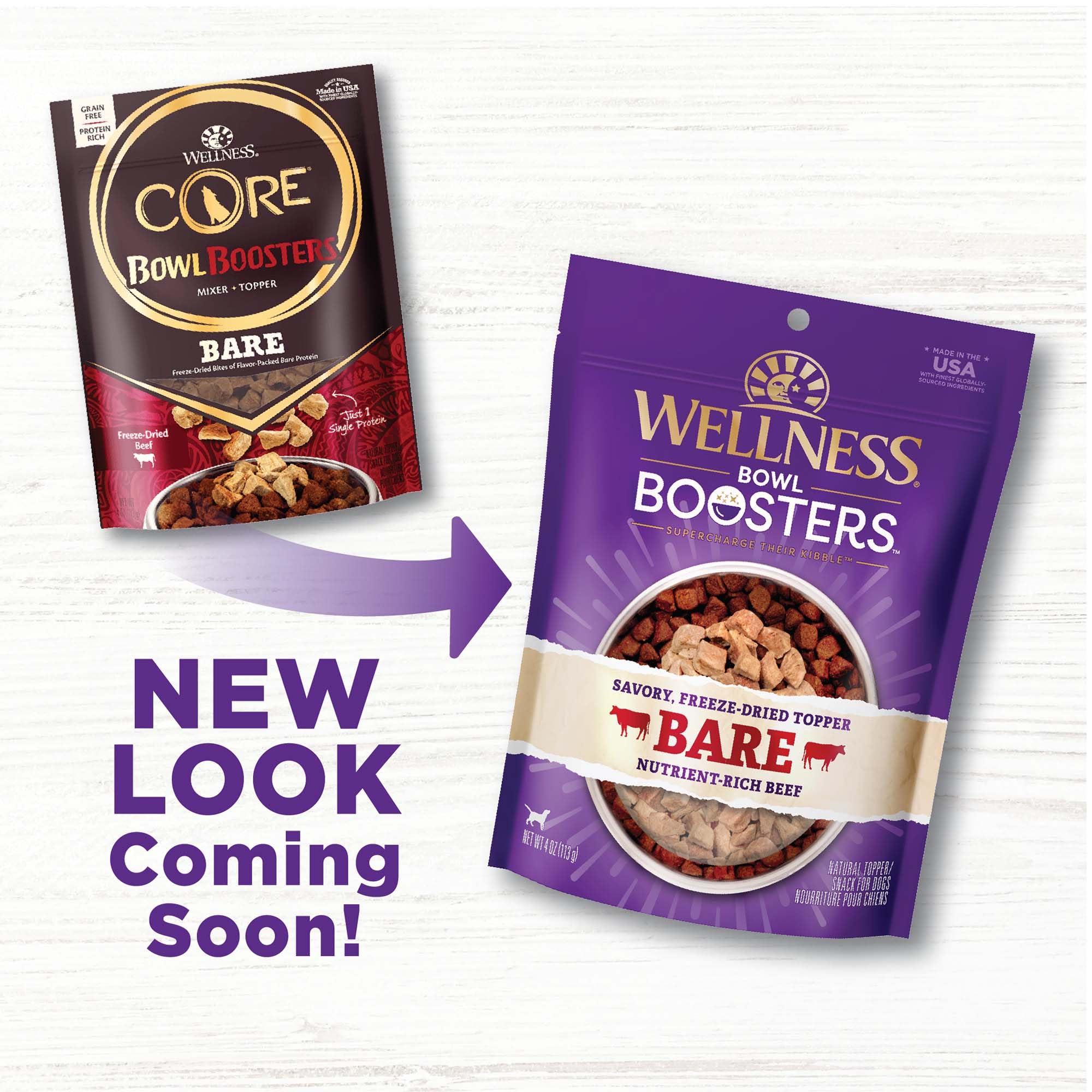 Wellness Bowl Boosters Bare, Dog Food Topper for Small, Medium, & Large Breeds, Grain Free, Natural, Freeze Dried, Beef, 4 Ounce Bag (Pack of 1) - Image 2