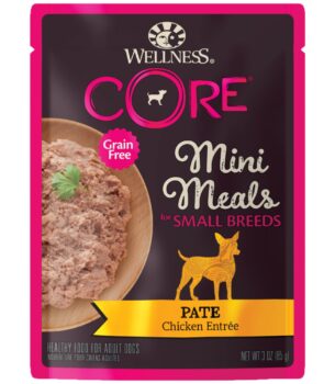 Wellness CORE Natural Grain Free Small Breed Mini Meals Wet Dog Food, Pate Chicken Entr?e, 3-Ounce Pouch (Pack of 12)
