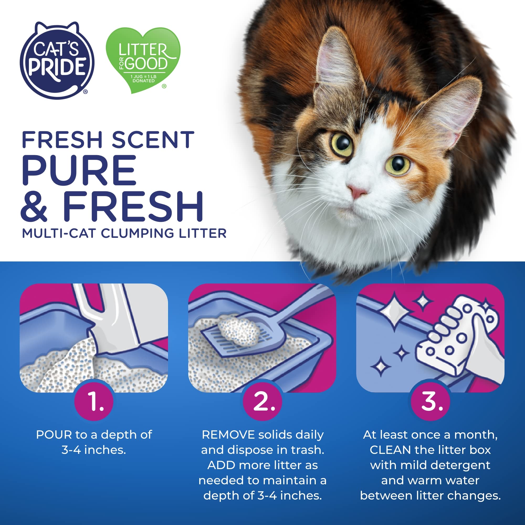 Cat's Pride Premium Lightweight Clumping Litter: Pure & Fresh - Up to 10 Days of Powerful Odor Control - Multi-Cat, Scented, 10 Pounds - Image 6