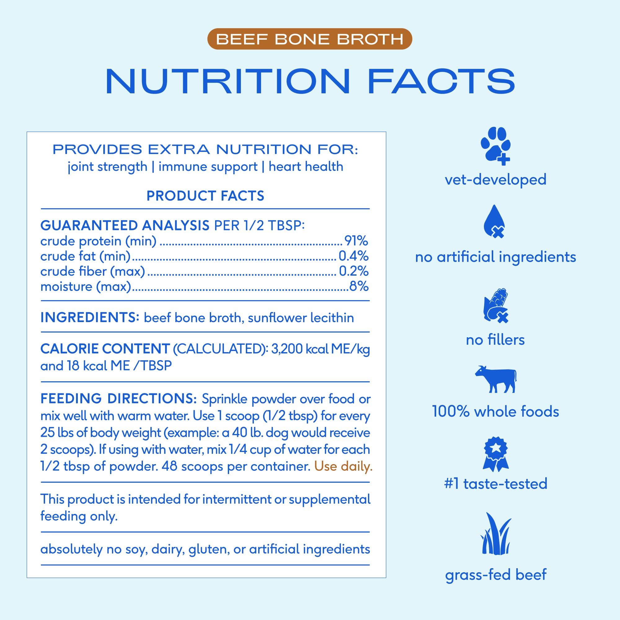 Native Pet Bone Broth for Dogs - Made with Real Beef Bone Broth, Dog Food Toppers for Picky Eaters - Provides Extra Hydration & Nutrition for Joint Strength, Immunity & Heart Health-48 Scoops - Image 4