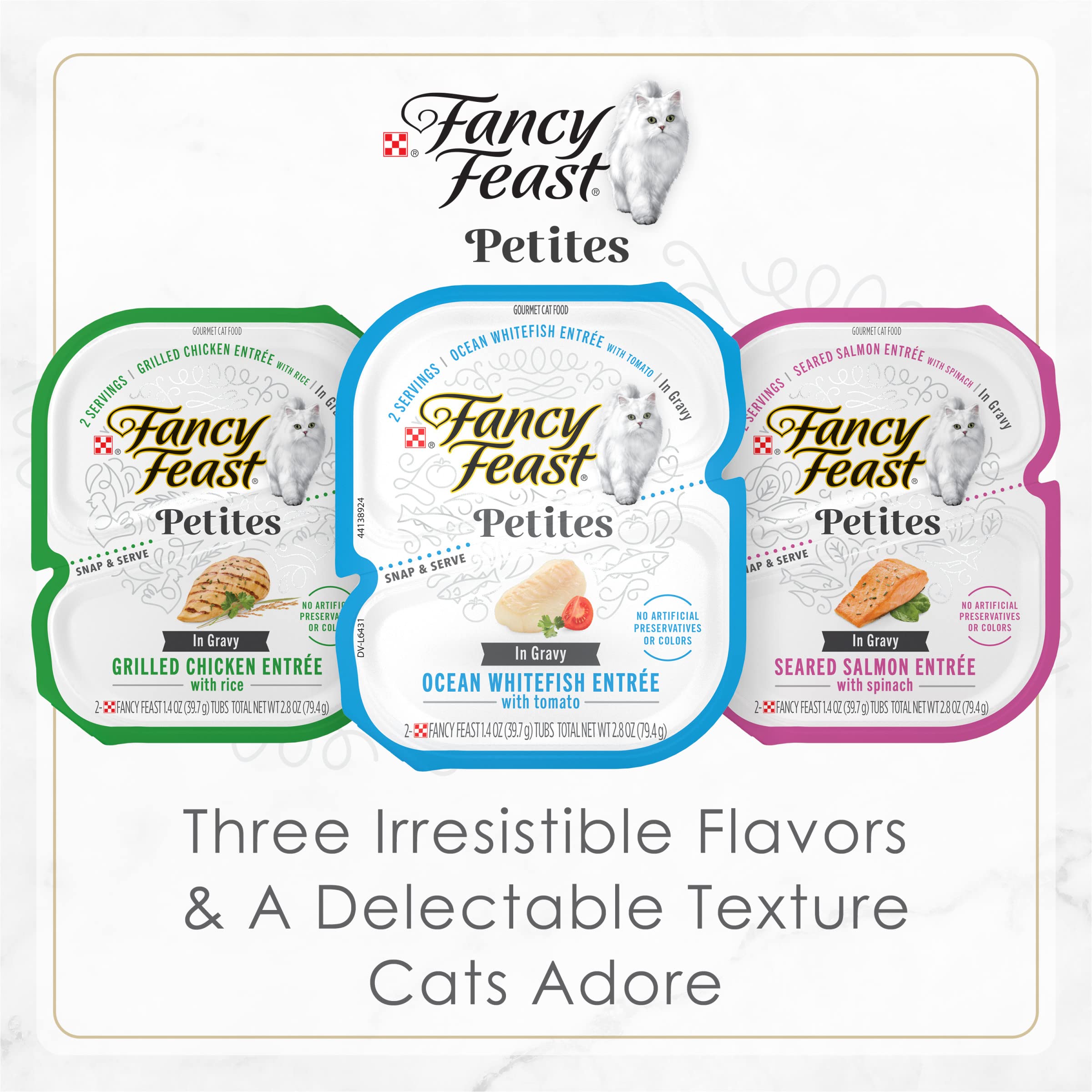 Purina Fancy Feast Gourmet Wet Cat Food Variety Pack, Petites Gravy Collection, break-apart tubs, 48 servings - (Pack of 24) 2.8 oz. Tubs - Image 2