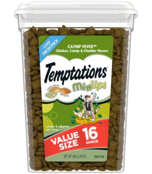 Temptations MixUps Catnip Fever Flavor Crunchy and Soft Cat Treats, 16 oz. Tub
