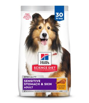 Hill's Science Diet Sensitive Stomach & Skin, Adult 1-6, Stomach & Skin Sensitivity Support, Dry Dog Food, Chicken Recipe, 30 lb Bag