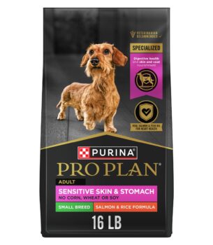 Purina Pro Plan Sensitive Skin and Stomach Dog Food Small Breed, Adult Salmon & Rice Formula - 16 lb. Bag