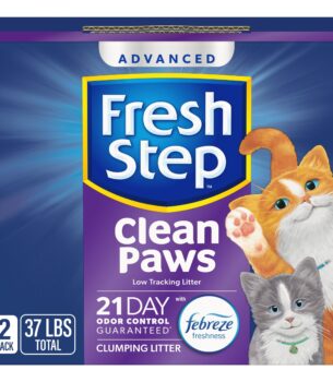 Fresh Step Clean Paws Cat Litter with Febreze Freshness, Advanced Multi Cat Low Tracking Clumping Litter, 37 lbs. (2 x 18.5 lb. Box)