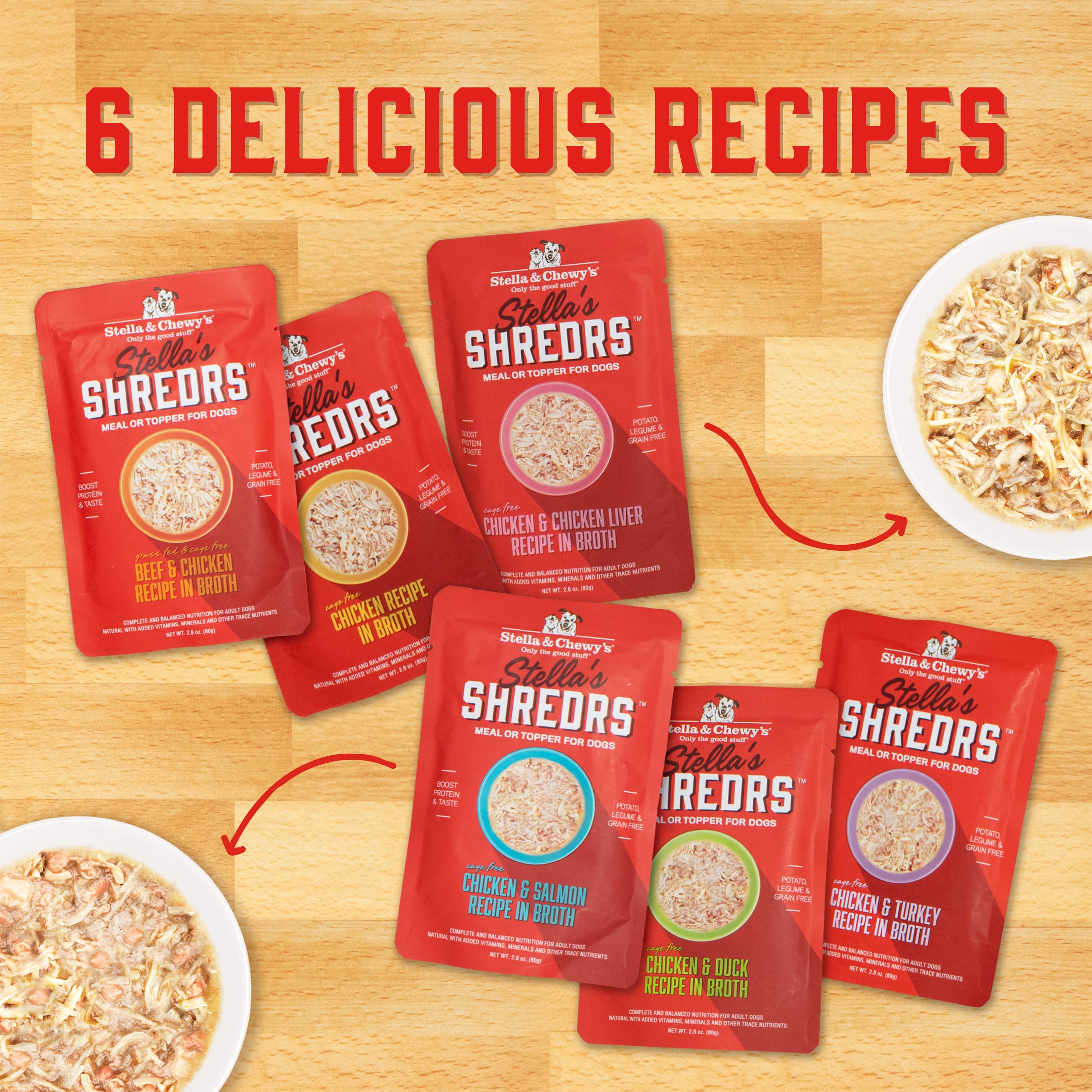 Stella & Chewy's Cage Free Chicken & Turkey Shredrs - Premium Dog Food Pouches - Perfect For Picky Eaters - 24 Pack, 2.8oz Each - Image 6