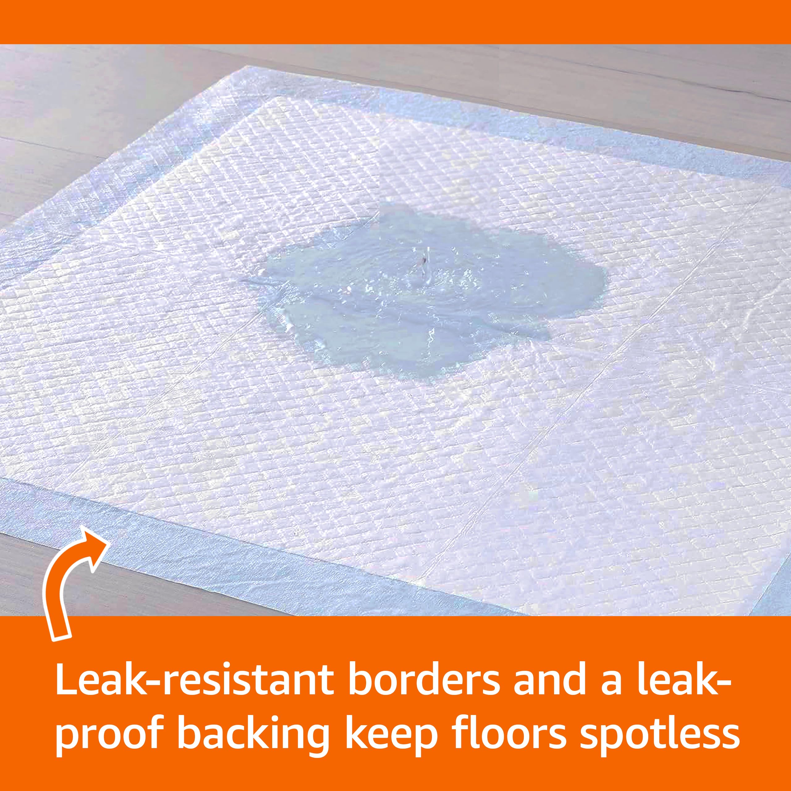Amazon Basics Dog and Puppy Pee Pads, 5-Layer Leak-Proof Super Absorbent, Quick-Dry Surface, Potty Training, Regular (22x22"), 100 Count, Blue & White - Image 3