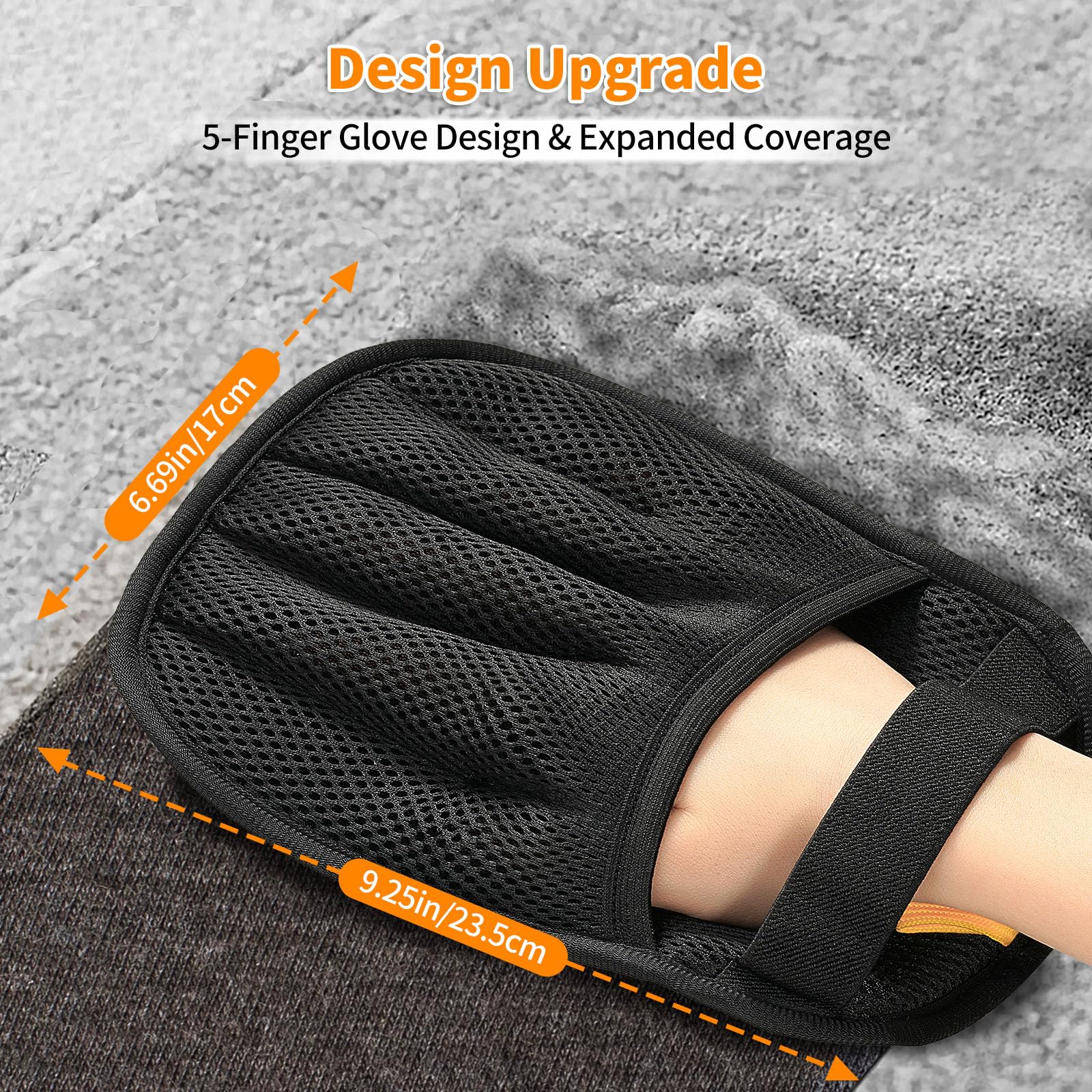 Pet Hair Removal Glove for Cats & Dogs, Upgraded Five-Finger Electrostatic Pet Hair Gloves, Reusable Magic Brush Pet Hair Remover Tool for Laundry, Couch, Carpet, Car Seat - Image 2