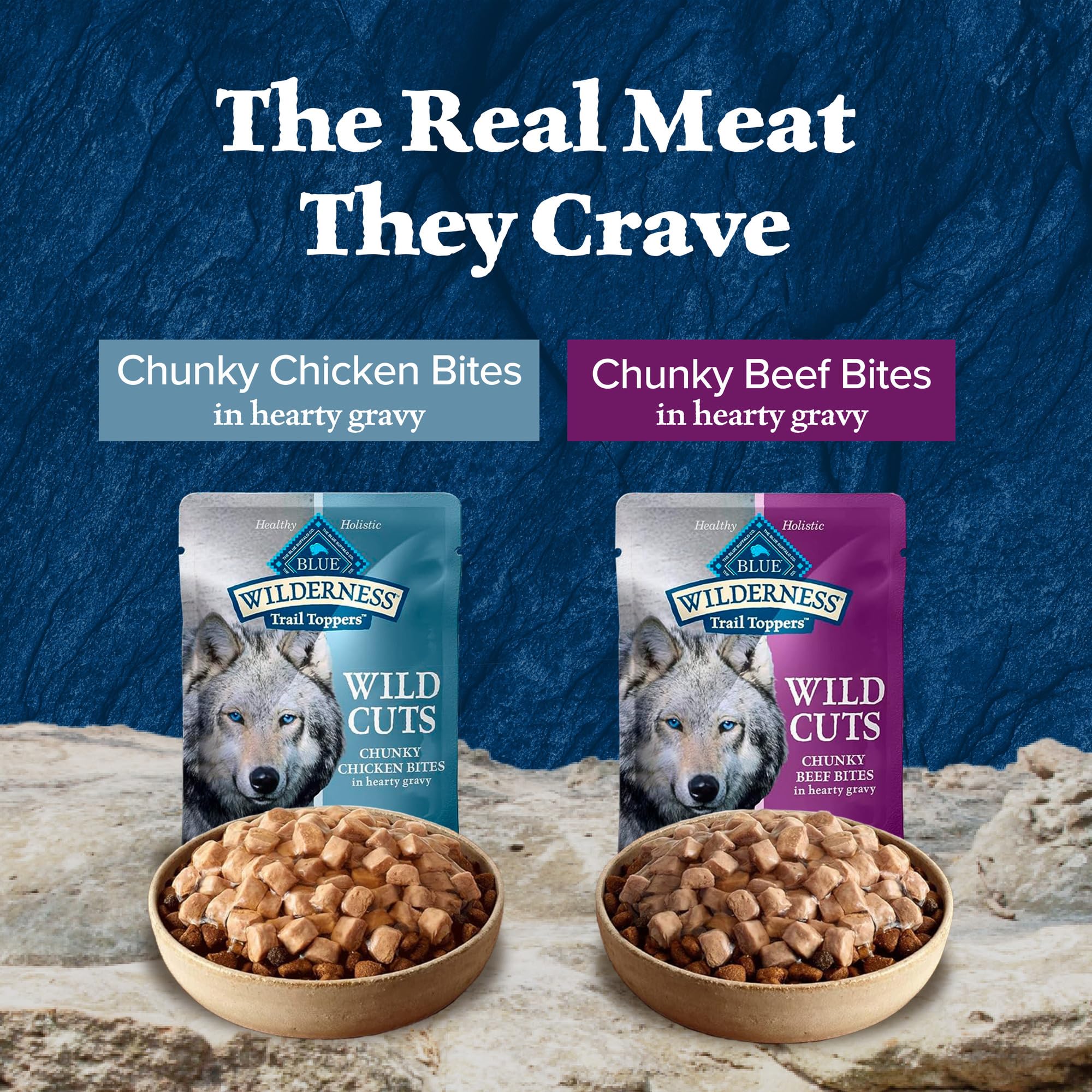 Blue Buffalo Wilderness Trail Toppers Wild Cuts Wet Dog Food Variety Pack, High-Protein & Grain-Free, Made with Natural Ingredients, Chicken and Beef Flavors, 3-oz Pouches, (12 Count, 6 of Each) - Image 3